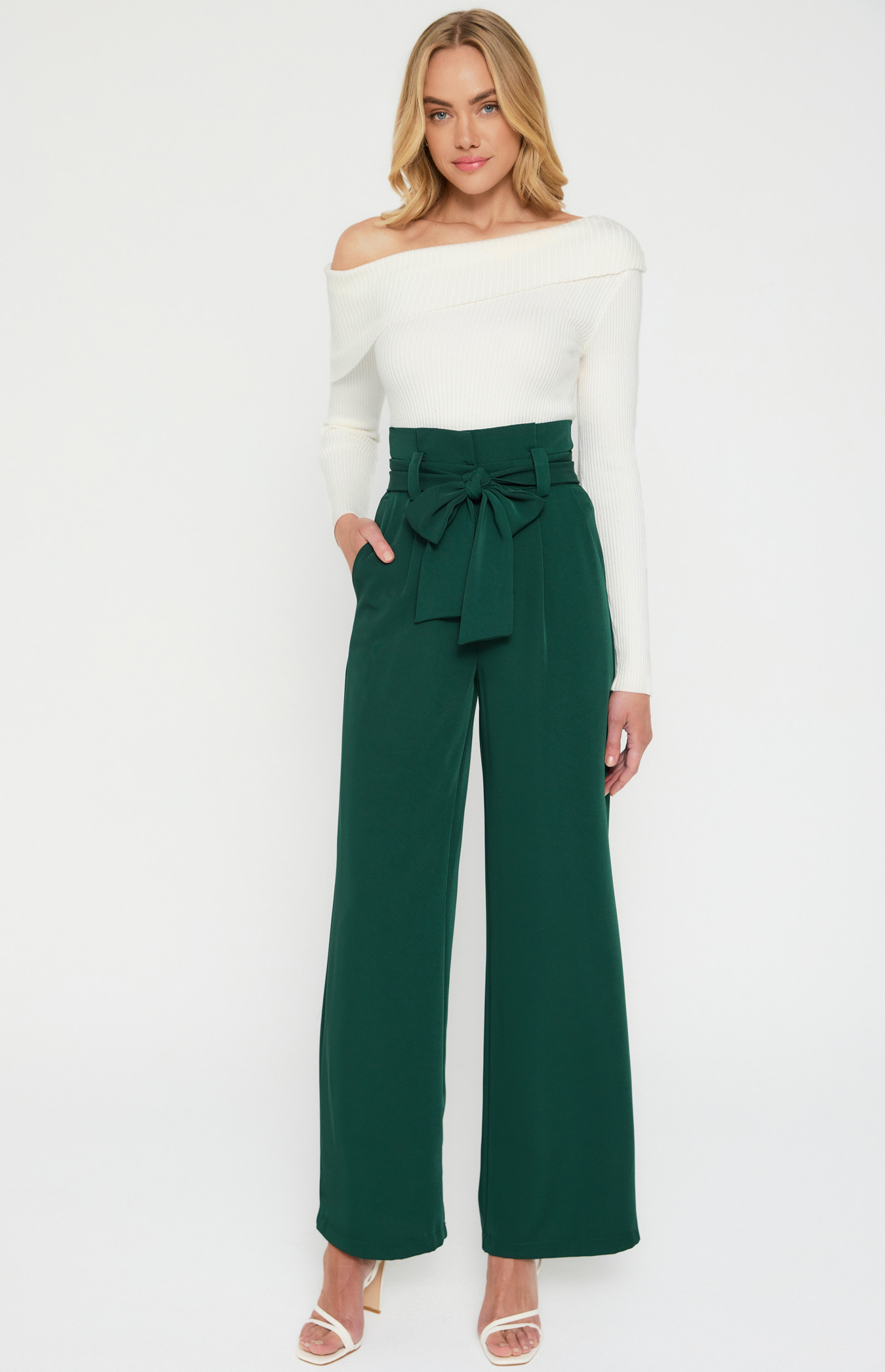 Paper Bag Waist Wide Leg Pants (SPA328B)