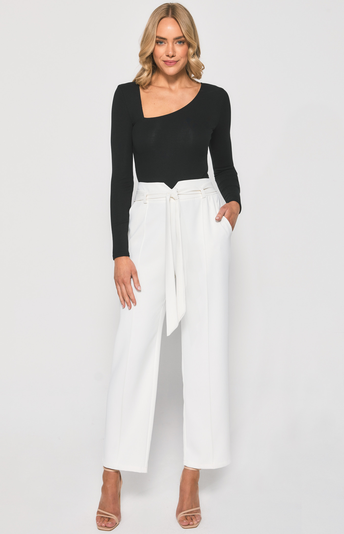 V Waist Detail Pants with Front Seam Details (SPA437A)